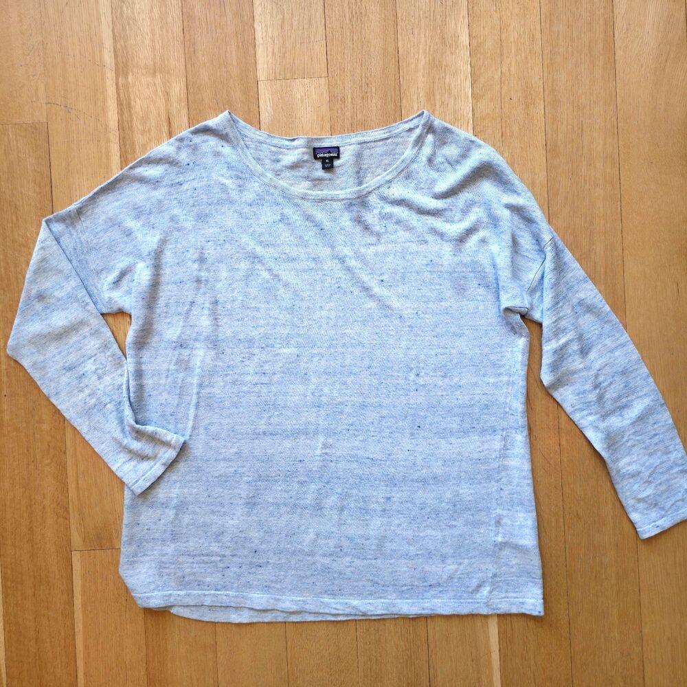 PATAGONIA Soft Linen Slub Sweater Light Sky Powder Blue Heather XL